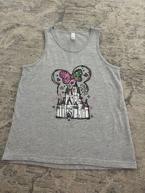 Bella Canvas Gray Kids Tank with Castle and Pink & Green Bow Graphic
